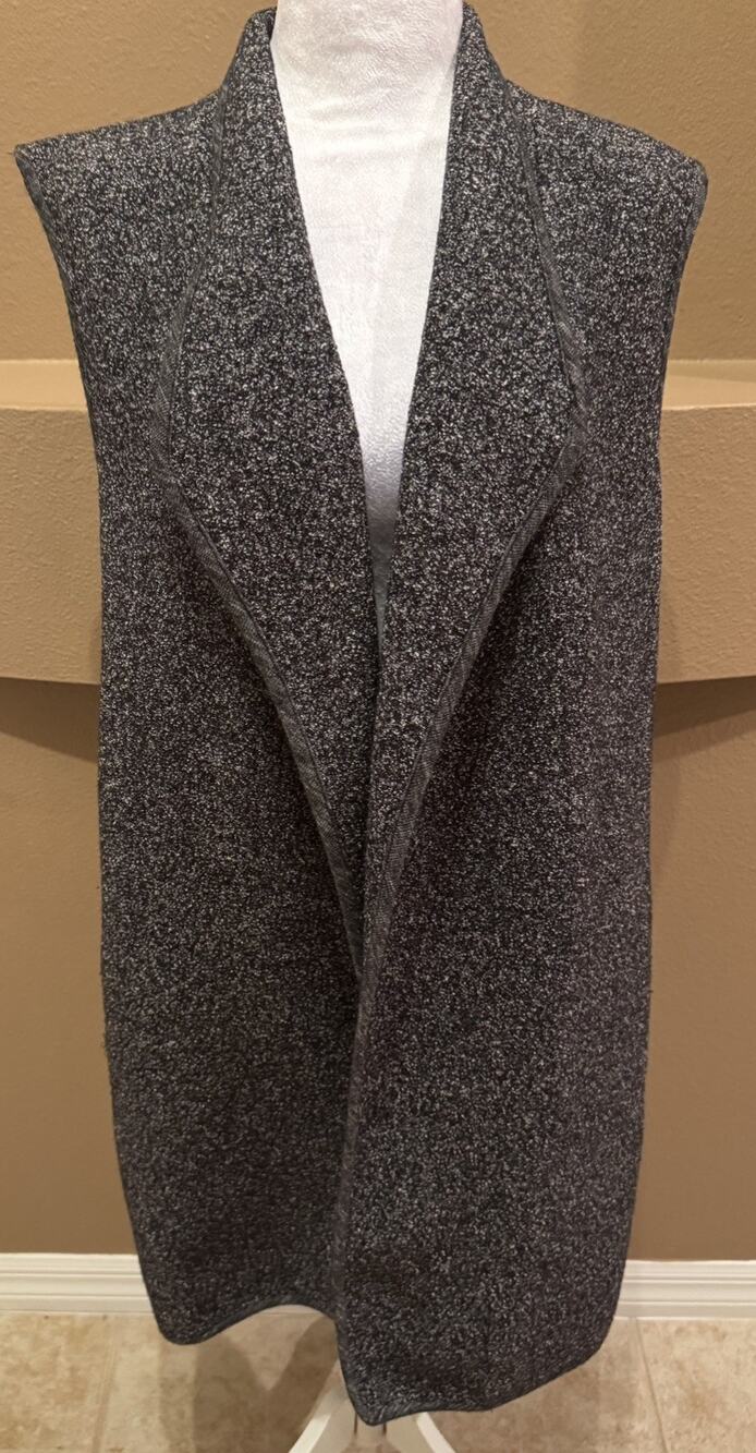Vince Womens Vest Mixed Media Open Front Cardigan Long Line Wool Cotton Blend M